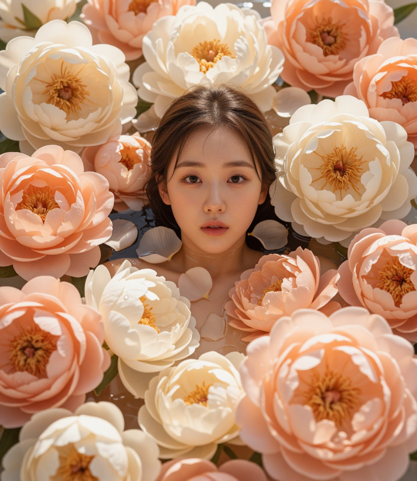 꽃 속에 잠긴 모델